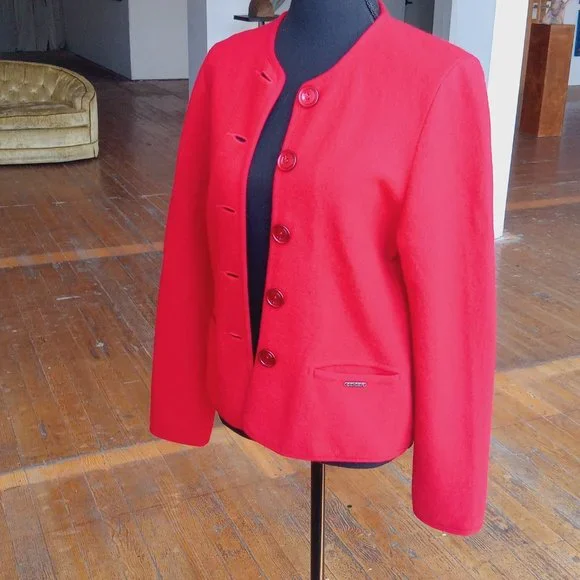 Geiger pure wool made in Austria red button down cardigan - Picture 4 of 8